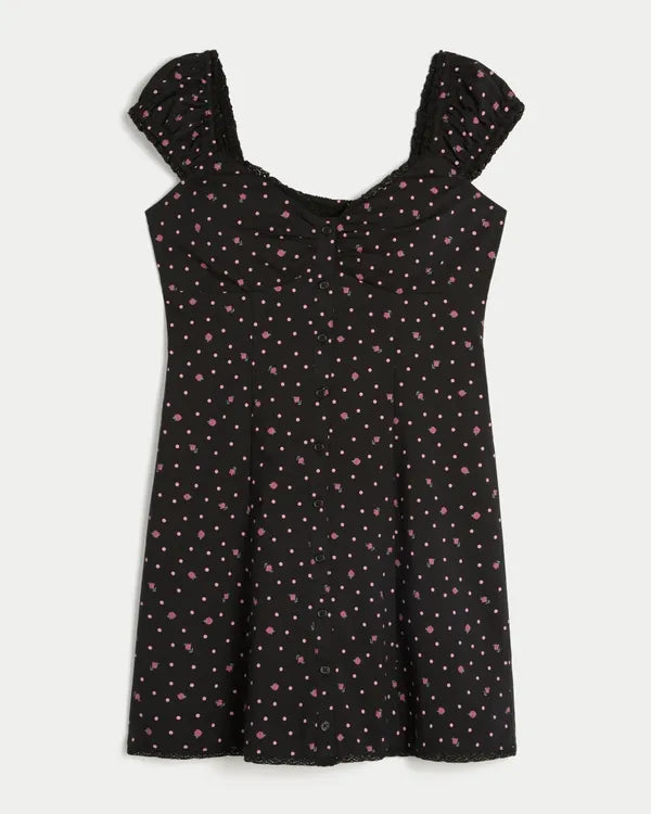 Cap Sleeve Button Shirt Dress