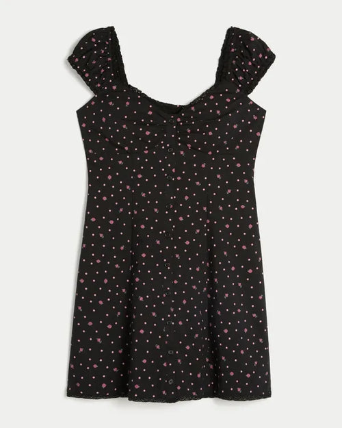 Cap Sleeve Button Shirt Dress
