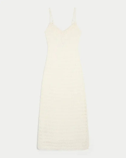 Crochet-Style Knit Midi Dress