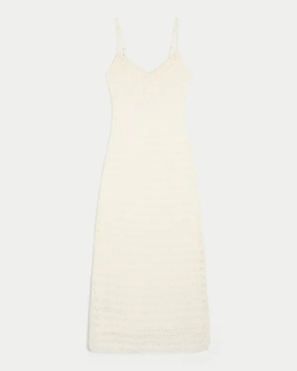 Crochet-Style Knit Midi Dress