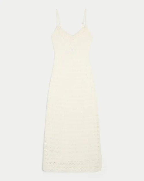 Crochet-Style Knit Midi Dress