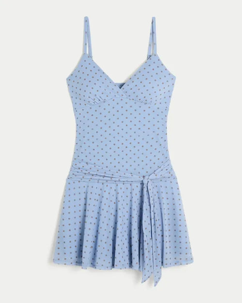 Tie Waist Mesh Mini Dress