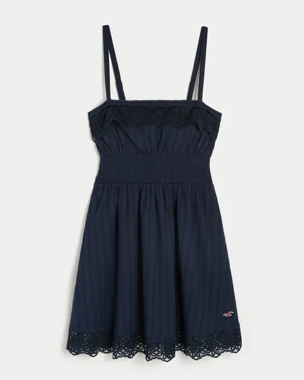 Lace Trim Mini Dress