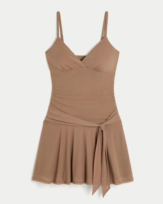 Tie Waist Mesh Mini Dress