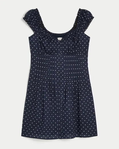 Cap Sleeve Button Front Mini Dress