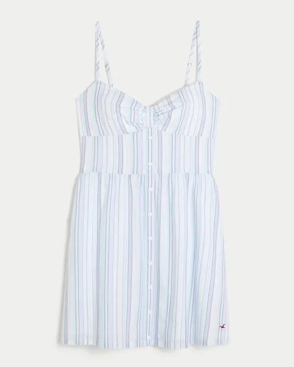 Button Front Woven Mini Dress