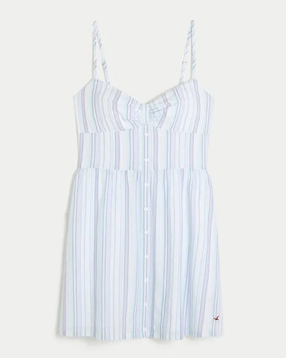 Button Front Woven Mini Dress
