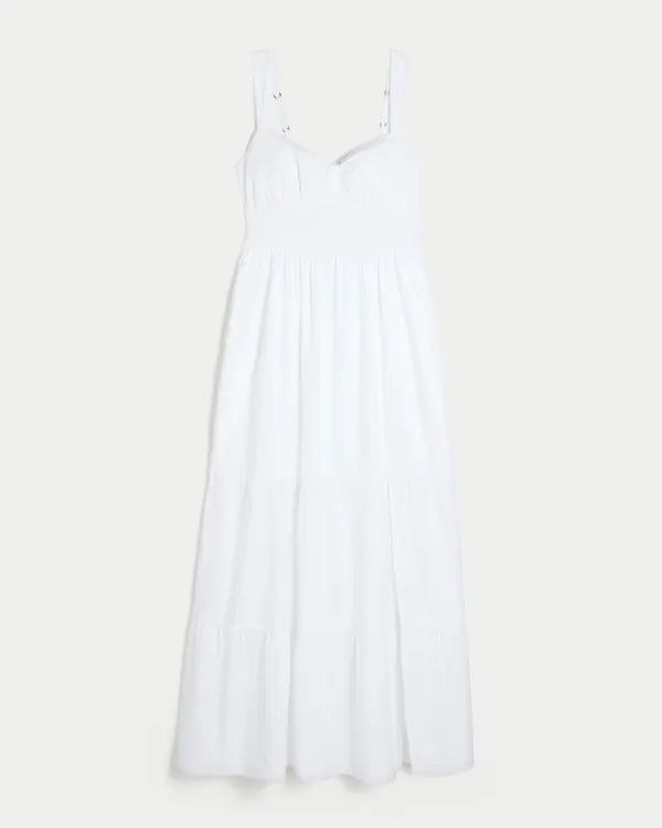 Cinch Front Smocked Waist Maxi Dress