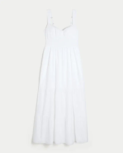 Cinch Front Smocked Waist Maxi Dress