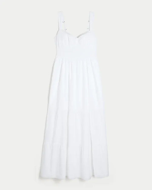 Cinch Front Smocked Waist Maxi Dress