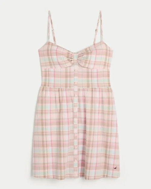 Button Front Woven Mini Dress