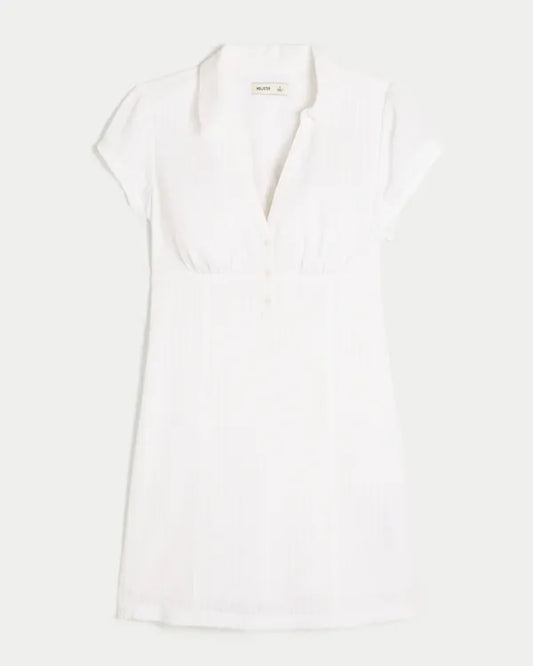 Short-Sleeve Collared Shirt Dress