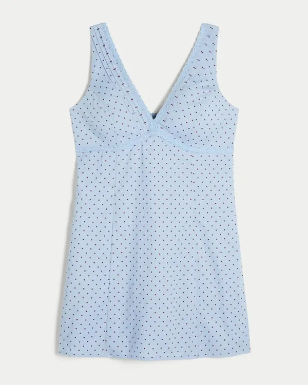 Lace Trim Mini A-Line Dress