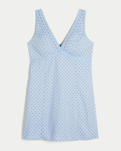 Lace Trim Mini A-Line Dress