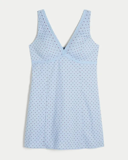 Lace Trim Mini A-Line Dress