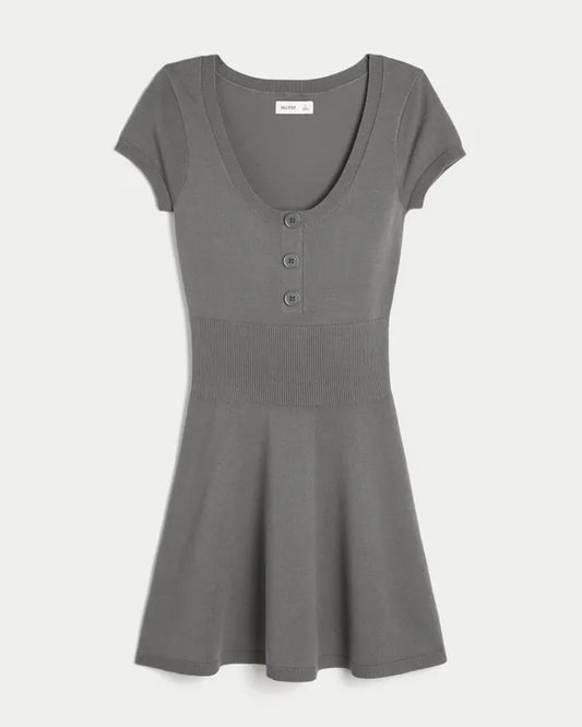 Short-Sleeve Sweater Mini Dress