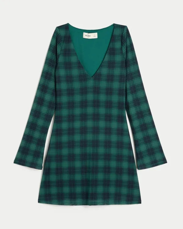Long-Sleeve Mesh Mini Dress