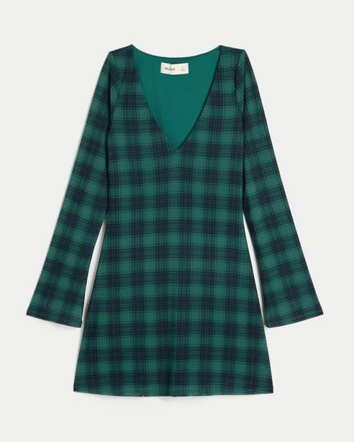 Long-Sleeve Mesh Mini Dress