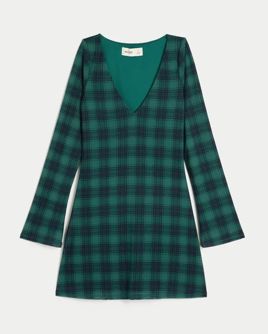 Long-Sleeve Mesh Mini Dress